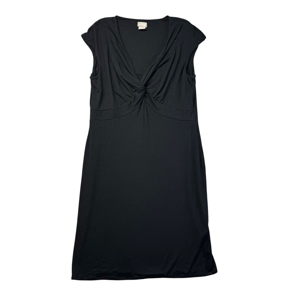 Chico's Dress Women's 1 - 8/10 Medium Black Sleeveless Twist-Front Maxi Stretch